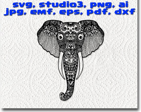 Download Elephant Zentangle svg mandala files cuttable Cricut Design