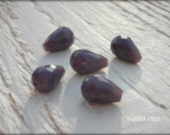 Drops 12 x 8 mm X 5 purple beads
