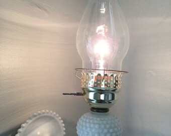 Vintage milk glass hobnail wall sconce, hobnail lamp