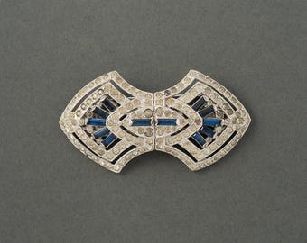Vintage Coro Duettes Brooch and Dress Clips Art Deco blue
