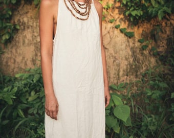White Desert dress - hemp cotton dress - sleeveless earthy dress - beach dress - white dress - kundalini dress