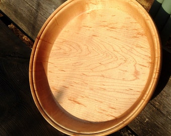 Hand Turned Shallow Wood Bowl, Elegant Centerpiece Platter Art ***FREE SHIPPING***