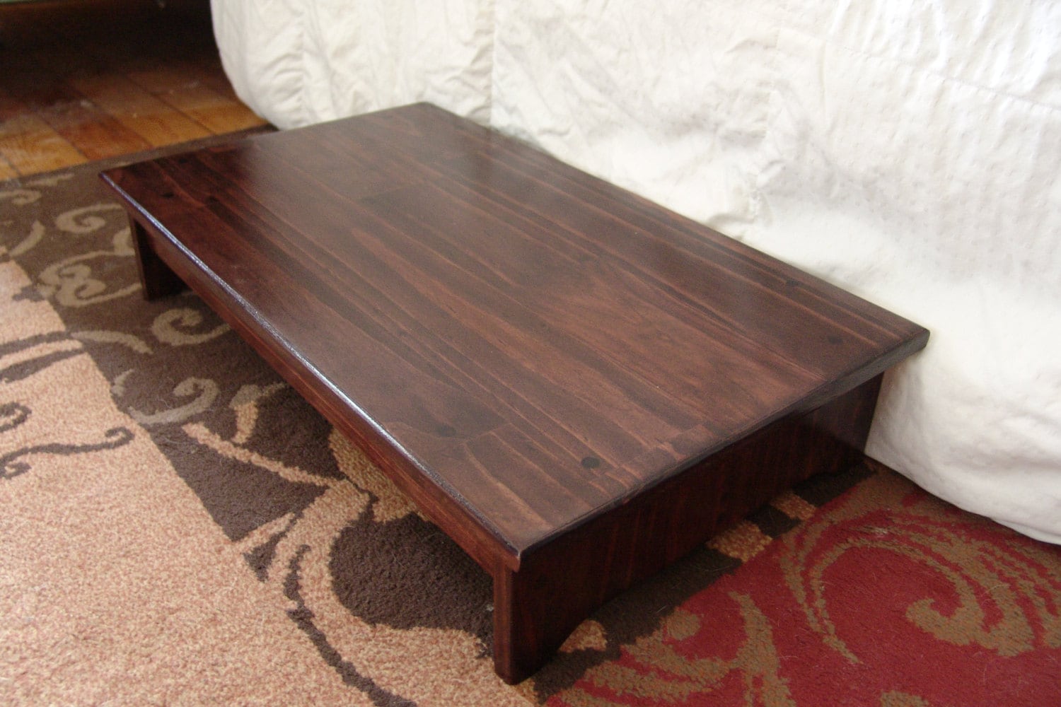 Handcrafted Heavy Duty Step Stool Solid Wood Bedside Bed Zoom