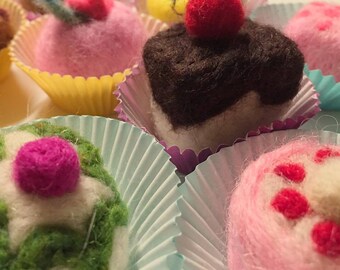 Pastries,Cakes,Petit Fours,Play food,Party favors,Montessori,Waldorf inspired,Felted,Dessert,Cookies,Set of 9,Play kitchen,Counting,Colors