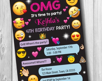 Emoji Editable Invitation * INSTANT DOWNLOAD!! Editable PDF * Emoji Party