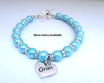 Gran perle et cristal strass breloque Bracelet-Gran Gran-cadeau cadeau-Gran bracelet-Gran Gran-Bijoux-mariage fête cadeaux d’anniversaire-mariage, B290
