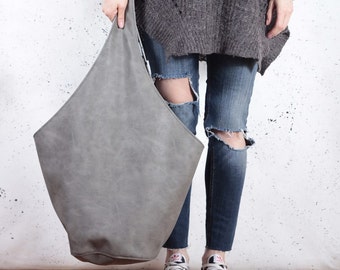 Grey hobo bag Vegan bag Best friend gift Vegan shoulder bag Hippie hobo bag Large handbag Everyday carry Daughter in law gift Wholesale boho