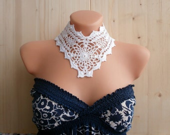 Fait à la main amovible blanc Floral Robe col collier de bijoux de crochet dentelle Peter Pan victorien collier d’été mode femmes accessoires