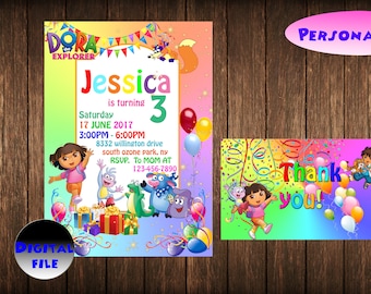 Dora The Explorer Invitation, Dora The Explorar Printable Invite, Dora Birthday Party Card, Dora The Explorer Chalkboard Custom Invitation