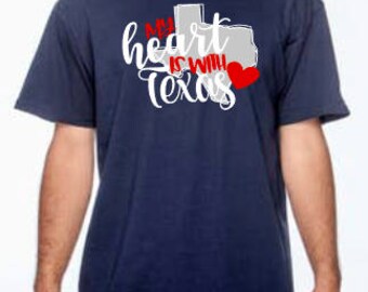 Hurricane Harvey Disaster Relief, Heart, Texas, Donation, T-shirt