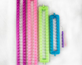 Long Knitting Loom set of 4 with needle, hook, carrying case