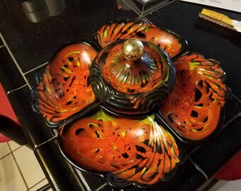 Five piece lazy susan cal style # 2006 ceramic dip dish