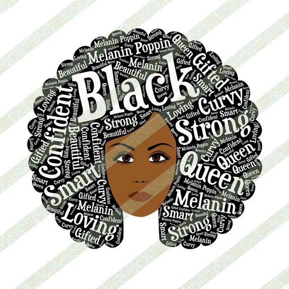 Afro PNG Black Woman With Natural Hair Words In Afro Kinky