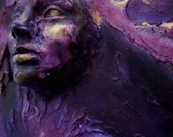 Purple Heart. AVAILABLE NOW Inspirational Wall Sculpture by Fae Factory Artist Dr Franky Dolan (3D clay relief canvas painting) {See VIDEO}