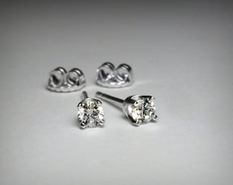 Diamond Earrings, Genuine Diamond Stud Earrings, Solid 14K White Gold, Natural Diamond, Genuine Diamond Earrings, 14K Gold Post Earring Stud