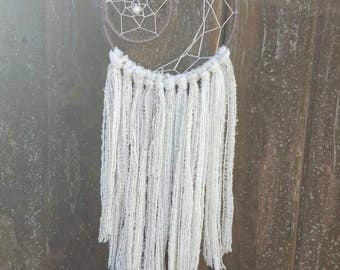 dreamcatcher, dream catcher, nursery baby dreamcatcher, personalized baby shower gift, white moon boho bride wedding bohemian dreamcatcher