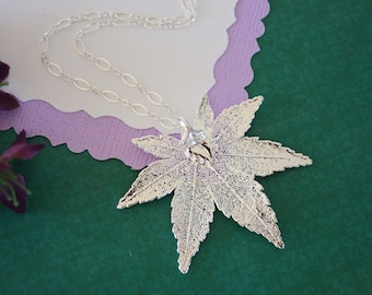 Silver Maple Leaf Necklace, Real Leaf Necklace, Japanese Maple Leaf, Sterling Silver Leaf Necklace, LC57
