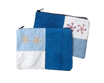 Lanten Colorblock Zip Purse, Indigo, Laos