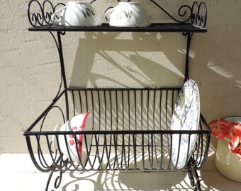 Vintage Dish Rack/French Vintage Dish Rack/French Vintage Dish Drying Rack/Metal Dish Drying Rack