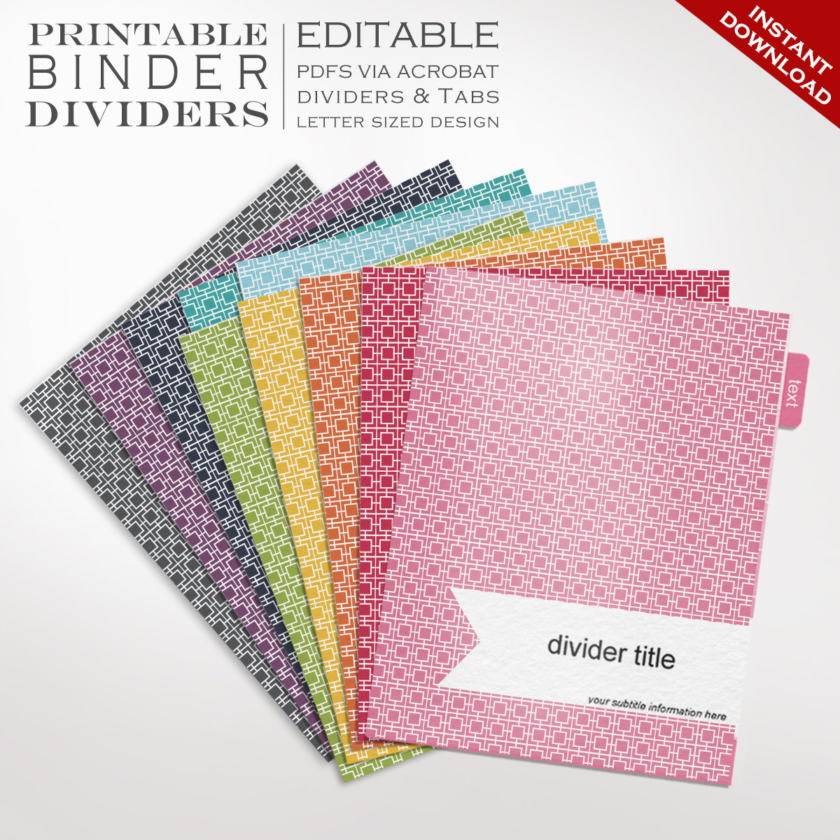 Binder Dividers Printable Binder Dividers Editable Rainbow