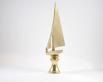 Lamp Finial: Solid Brass Sailboat Lampshade Finial (9E)