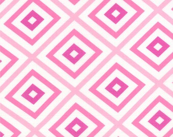 HUBBA HUBBA - Squares in Pink - Bold Fun Flirty Cotton Quilt Fabric - My Sister & Me Designs for Moda Fabrics - 22215-11 (W3961)