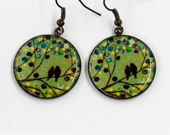 Green Bird earrings Dangle earrings Statement earrings Mother day gift for mom birthday gift for sister gift for girlfriend gift for her bff