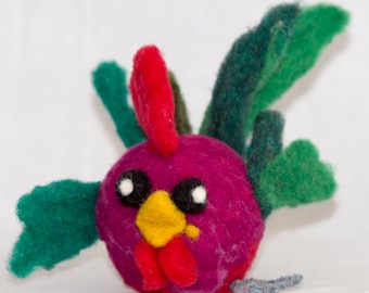 Needle Felted Rooster Debating Rooster Rainbow Rooster Wool Felted Rooster Unique gift