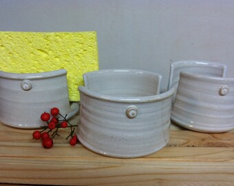 handmade sponge holder, ceramic sponge holder, white sponge holder, kitchen sponge holder, napkin holder, letter holder