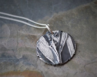 Prairie Grass Necklace, Scribner Diachanthelium, Round Fine Silver Pendant, 16", 18" or 20" Sterling Chain, Artisan Made Botanical Jewelry