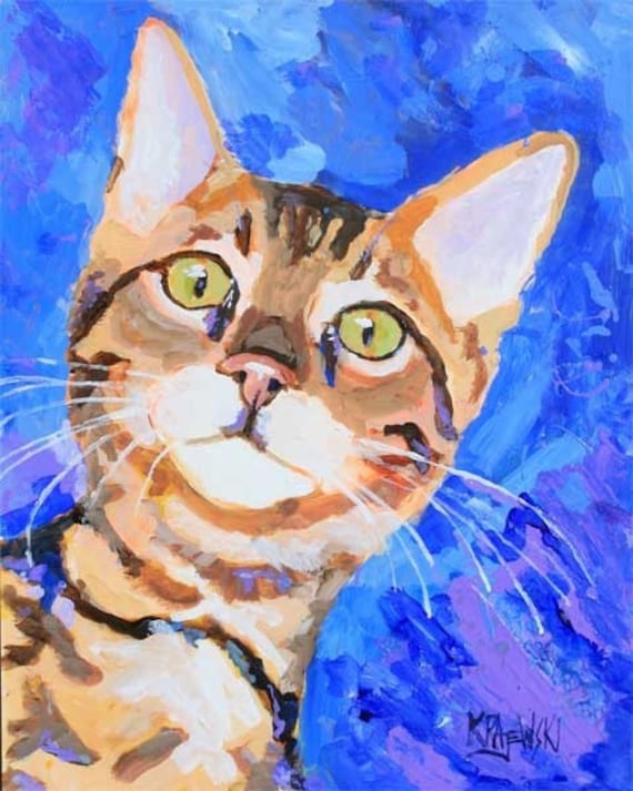 Bengal Cat  Art Print of Original Acrylic Painting 8x10