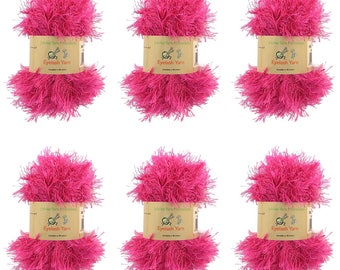 BambooMN Brand - Eyelash Yarn - 50g - 6 Skeins - Rosewood