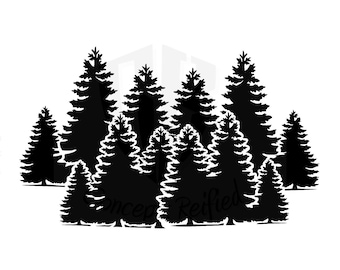 Pine tree stencil | Etsy