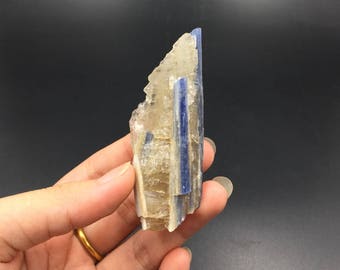 Raw Kyanite Crystal Specimen Blue Kyanite with Rock Quartz Crystal Mineral Specimen Healing Meditation Chakra Kyanite Gemstone CD-K09