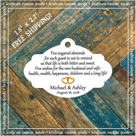 Jordan Almond Favor Tags #688 FREE SHIPPING!