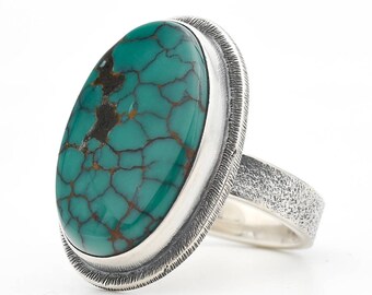 Turquoise Ring, Hubei Turquoise, Sterling Silver Turquoise Ring, Turquoise Jewelry, Natural Turquoise, Handmade Ring, Christmas Gift