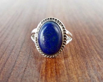 Lapis Ring - Blue Lapis Lazuli Ring - Lapis Jewelry - Silver Ring - Gemstone Ring - Blue Stone Ring - Nepalese Tibetan Jewelry