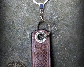 Brown Leather Celtic Keychain