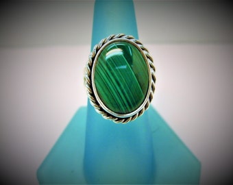Malachite and Sterling Ring silver