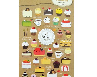 Patisserie Dessert stickers - Korean Stationery Great for Scrapbooking or Embellishment