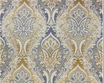 Custom made curtain panels, drapes, Richloom Candelabra Jacquard cobalt