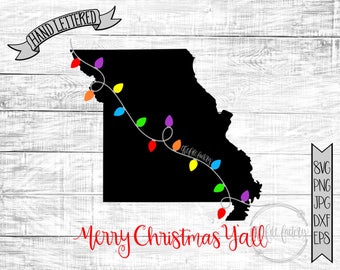 Merry Christmas Y'all Missouri Christmas Lights SVG / Merry Christmas Y'all Cut File and Printable / Commercial Use