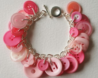 Button Charm Bracelet Sweet Treat Pink Candy