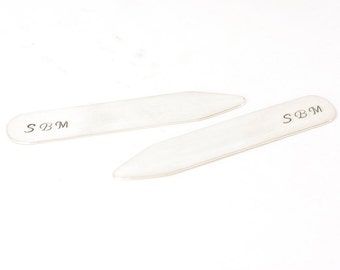 Personalized Monogrammed Shirt Stays, Short Customized Collar Stays, Sterling Silver Shirt Stays, Sterling Silver Collar Stays, Personalized