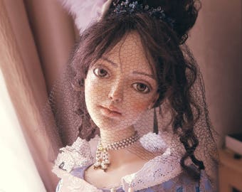 Blue Royal OOAK Art Doll Collection static doll 120 cm one-of-a-kind antique style sculpture of a girl by Natalia Fontanel