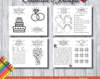 Wedding Coloring Book For Kids Editable Activity Instant Download Childrens