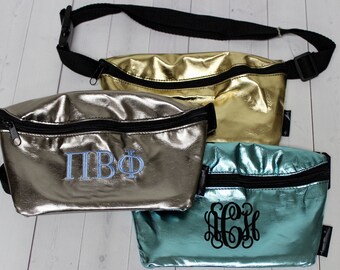 Monogrammed Fanny Pack - Metallic Fanny Pack - Waist Purse - Concert Pack - Spring Break - Gold Fanny Pack - Sorority Bag - Cute Fanny Pack