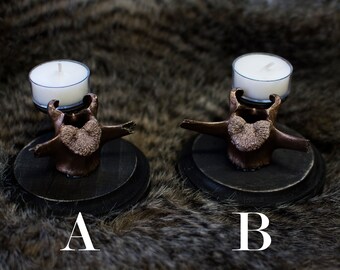 Real Deer Vertebrae Copper Tea Light Candle Holder
