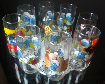 Vintage Smurfs Drinking Glasses