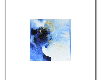 Original Painting, Small Painting, Blue Abstract Seascape Painting, Small Art, Original Art, Watercolor Painting, Blue Painting,Mother's Day